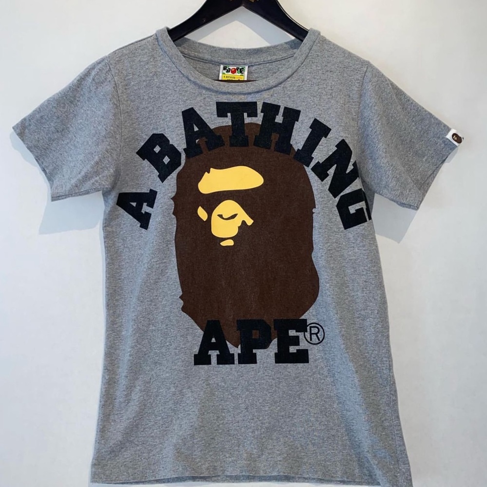2015 Ladies BAPE Varsity Print Grey Tee Japan Exclusive
